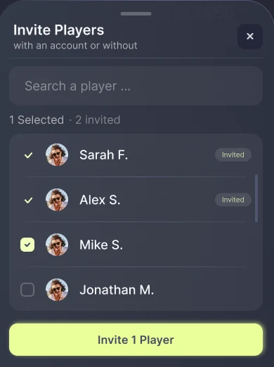 Inviting players to a club
