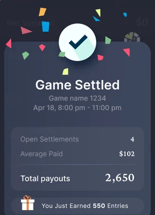 A settled game in the app